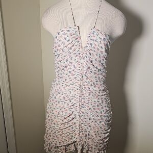 Zara Backless Floral Mini Dress in Cream and Pink. Size Meduim. NWOT